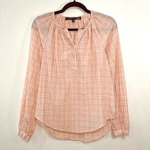 EUC Veronica Beard Cotton Gauze Plaid Blouse Blush White XS $298